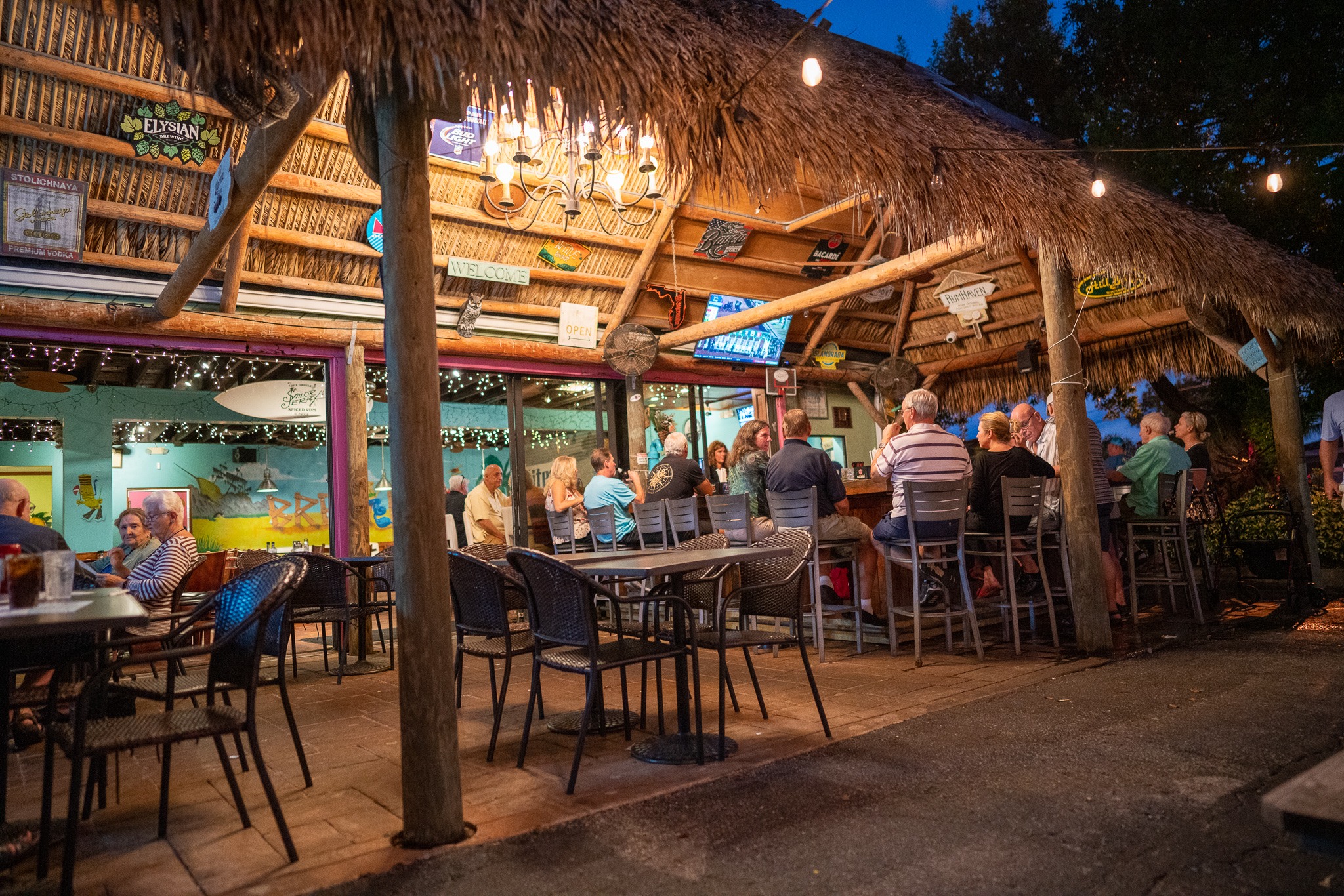 Guests enjoying the actual Brewfish tiki bar