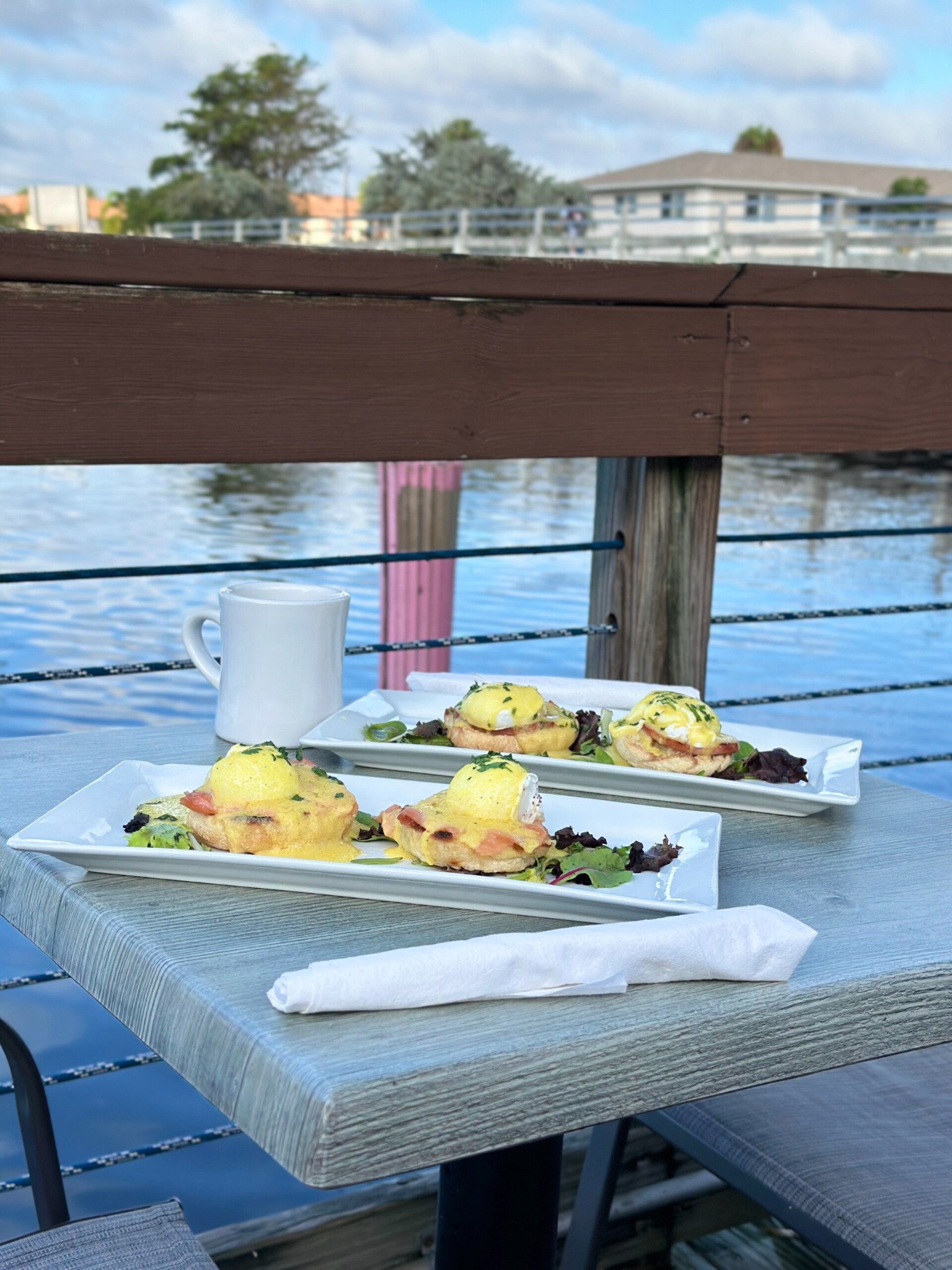 Eggs Benedict served for Sunday brunch at Brewfish